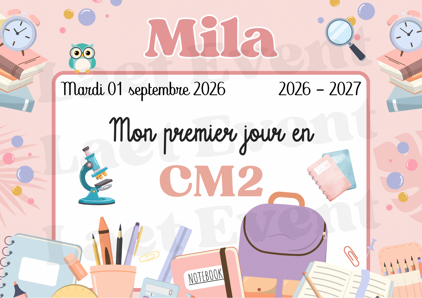 Affiche Classe de CM2 - Fichier PDF - Fille