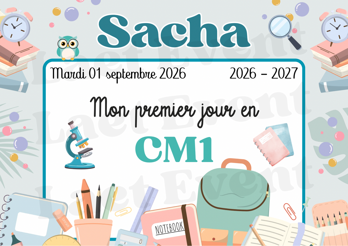 Affiche Classe de CM1 - Fichier PDF - Garçon