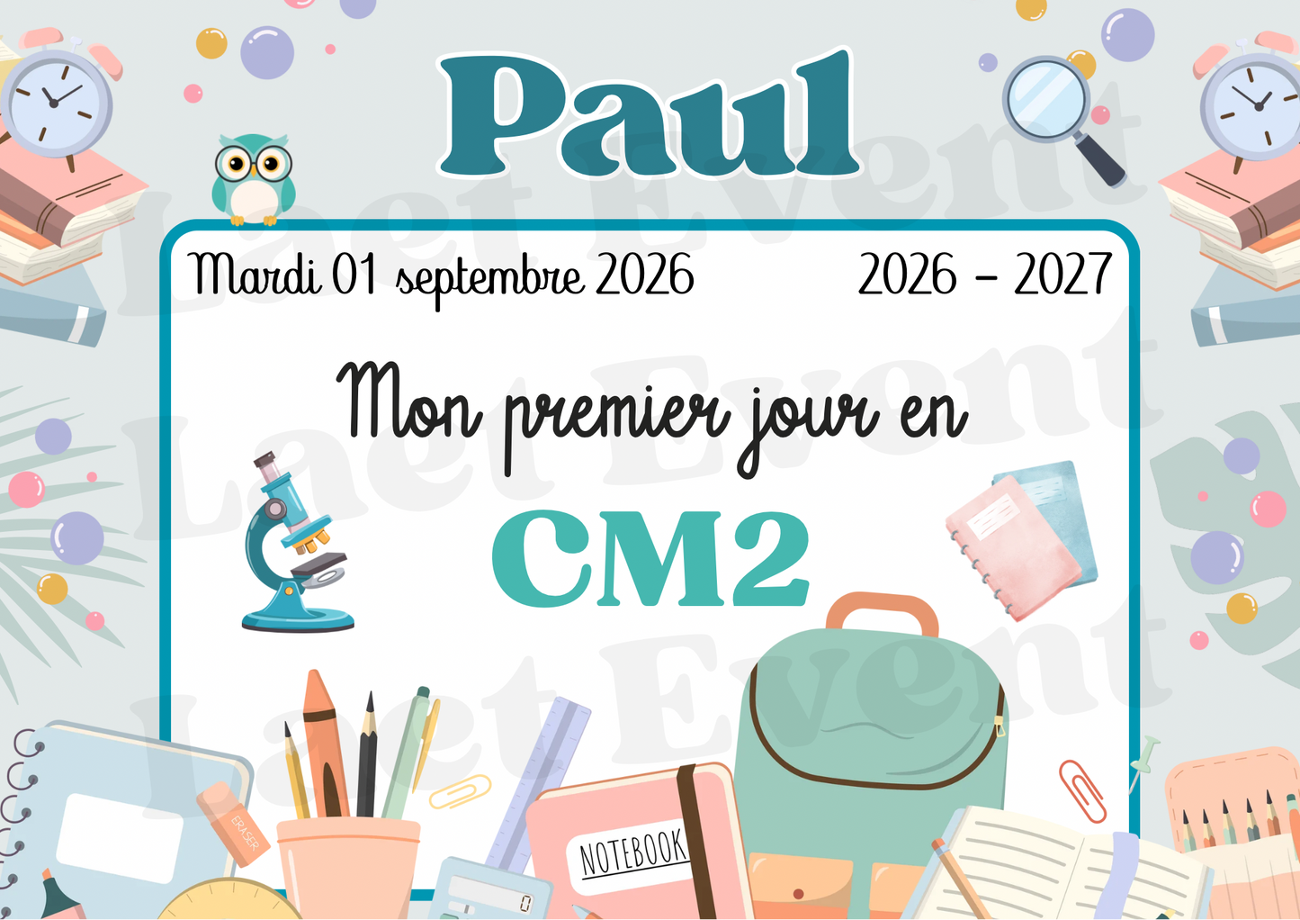 Affiche Classe de CM2 - Fichier PDF - Garçon